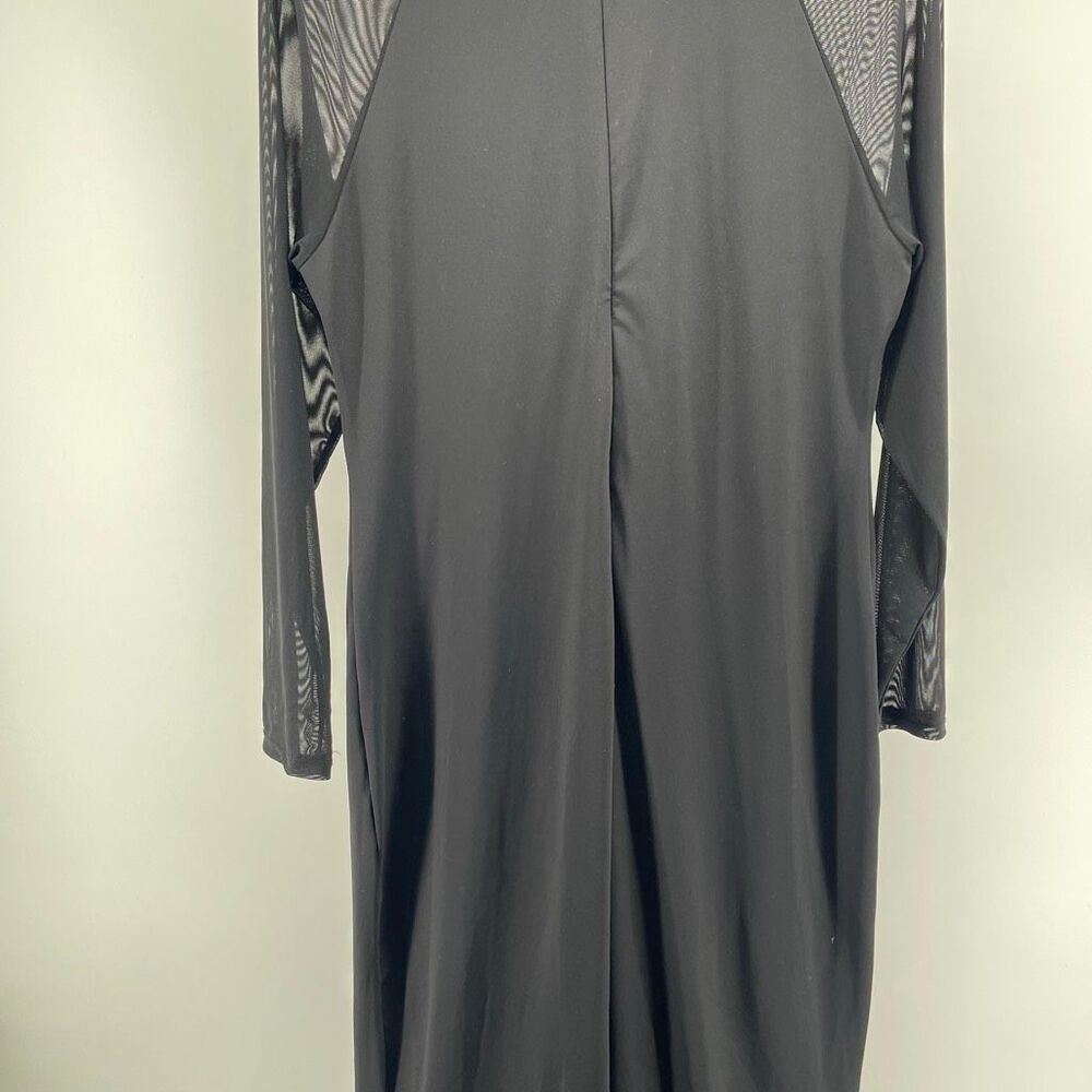 SHEIN Curve 1XL Black Mesh Panel Flare Jumpsuit Sheer Sleeve Statement Piece - Picture 11 of 15